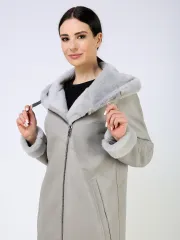 Дубленка зимняя натуральная с капюшоном