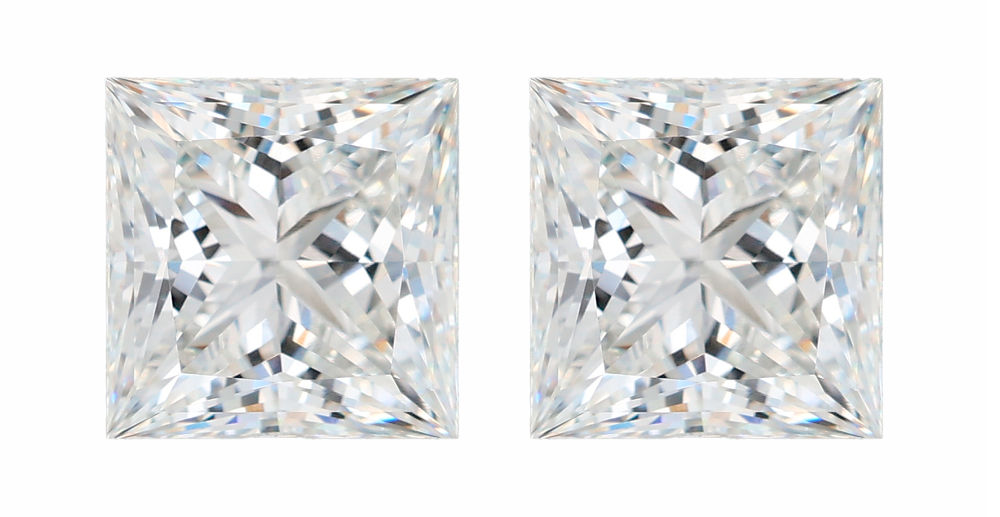 Ограненный синтетический алмаз принцесса (пара) 2.12 ct