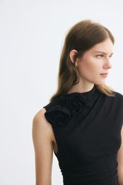 Платье из жаккардового джерси с розой - H&M