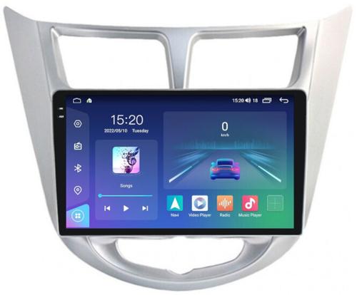 Магнитола для Hyundai Solaris 1 2010-2016 (рамка серебро) - Parafar PF067RN2K на Android 13, Быстрая, QLED+2K, CarPlay, 4G SIM-слот