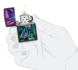 Зажигалка Zippo Counter Culture с покрытием Black Light, латунь/сталь, черная,матовая 38x13x57 мм