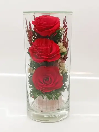 натуральные кустовые розы в стекле, вакуум*