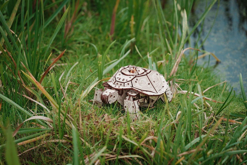 Механическая Черепаха от Eco Wood Art (EWA) - Деревянный конструктор, сборная модель, 3D пазл