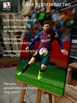 Картина "Лионель Месси", на стену для интерьера 30х40см 1шт.