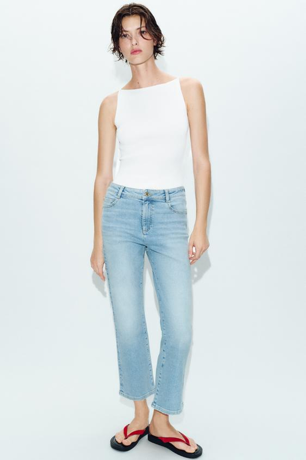 Z1975 Мини-джинсы с расклешенными брючинами и высокой талией - ZARA