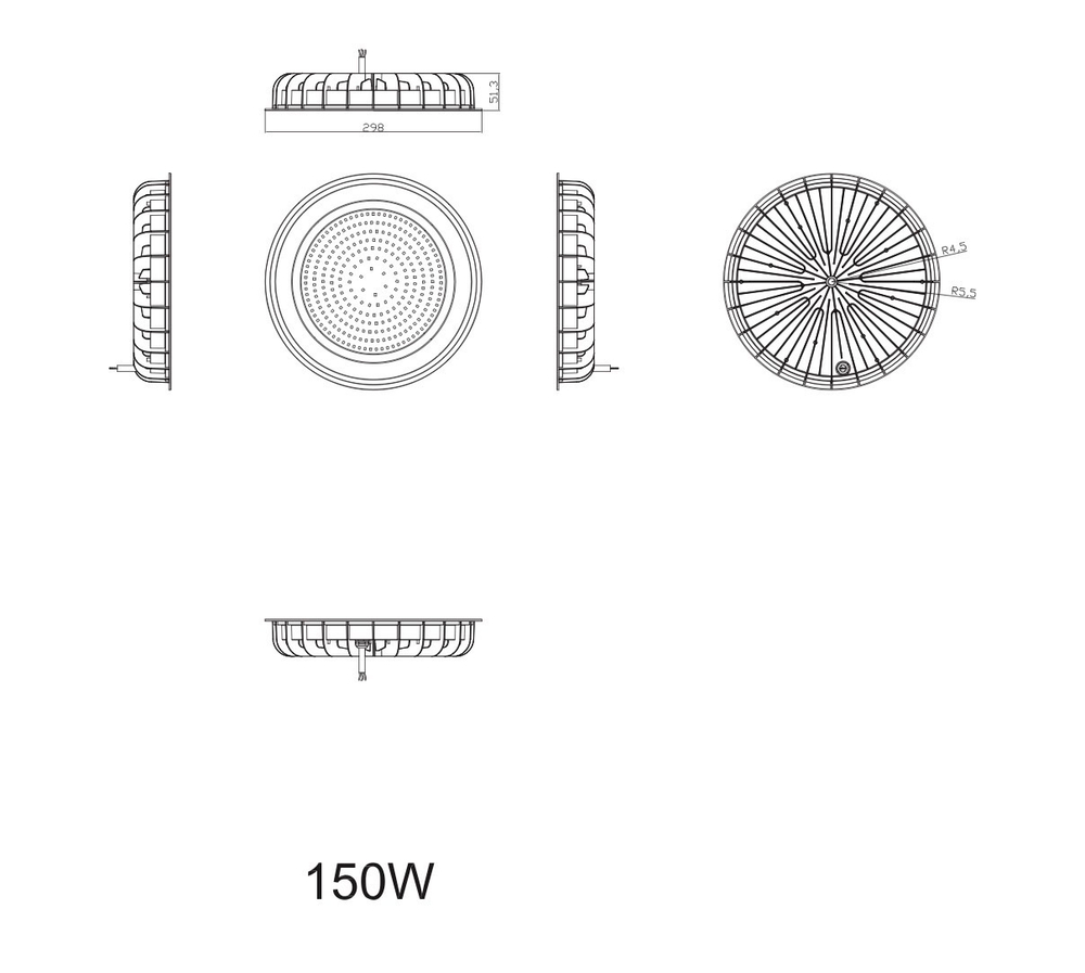 Светильник LED ДСП для высоких пролетов IP65 150Вт 4000K 15000Лм КСС Д SPP-402  ЭРА Б0051845