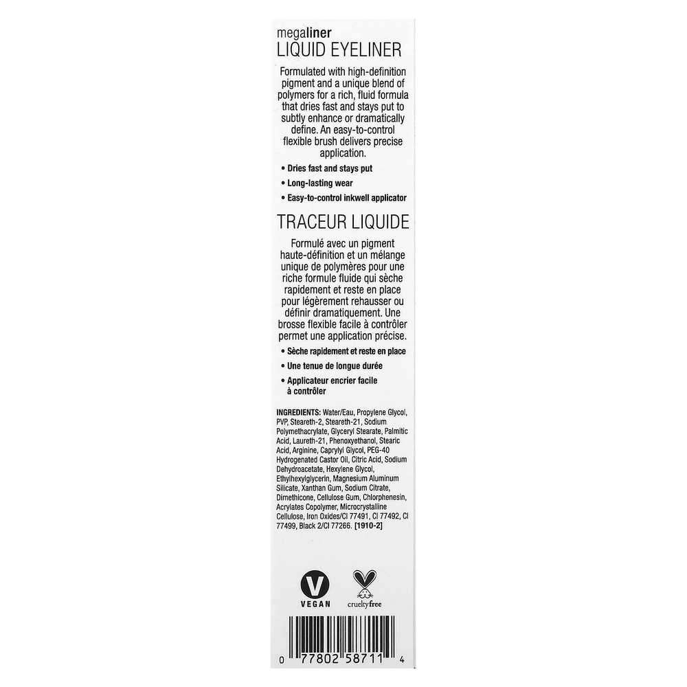 wet n wild, MegaLINEr, жидкая подводка для глаз, черная, 3,5 мл (0,12 жидк. унции)
