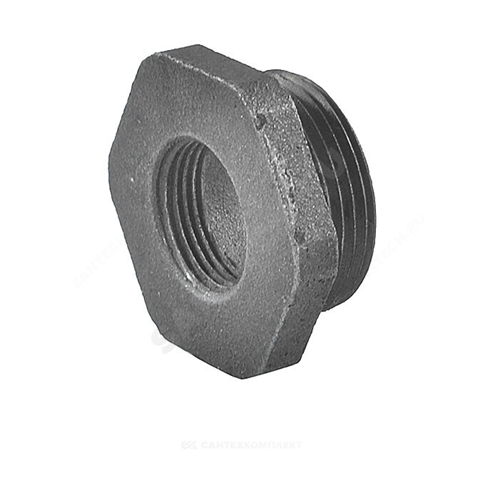 Заглушка (пробка) проходная 1 1/4"x1/2" правая резьба для чугунных радиаторов QLCX
