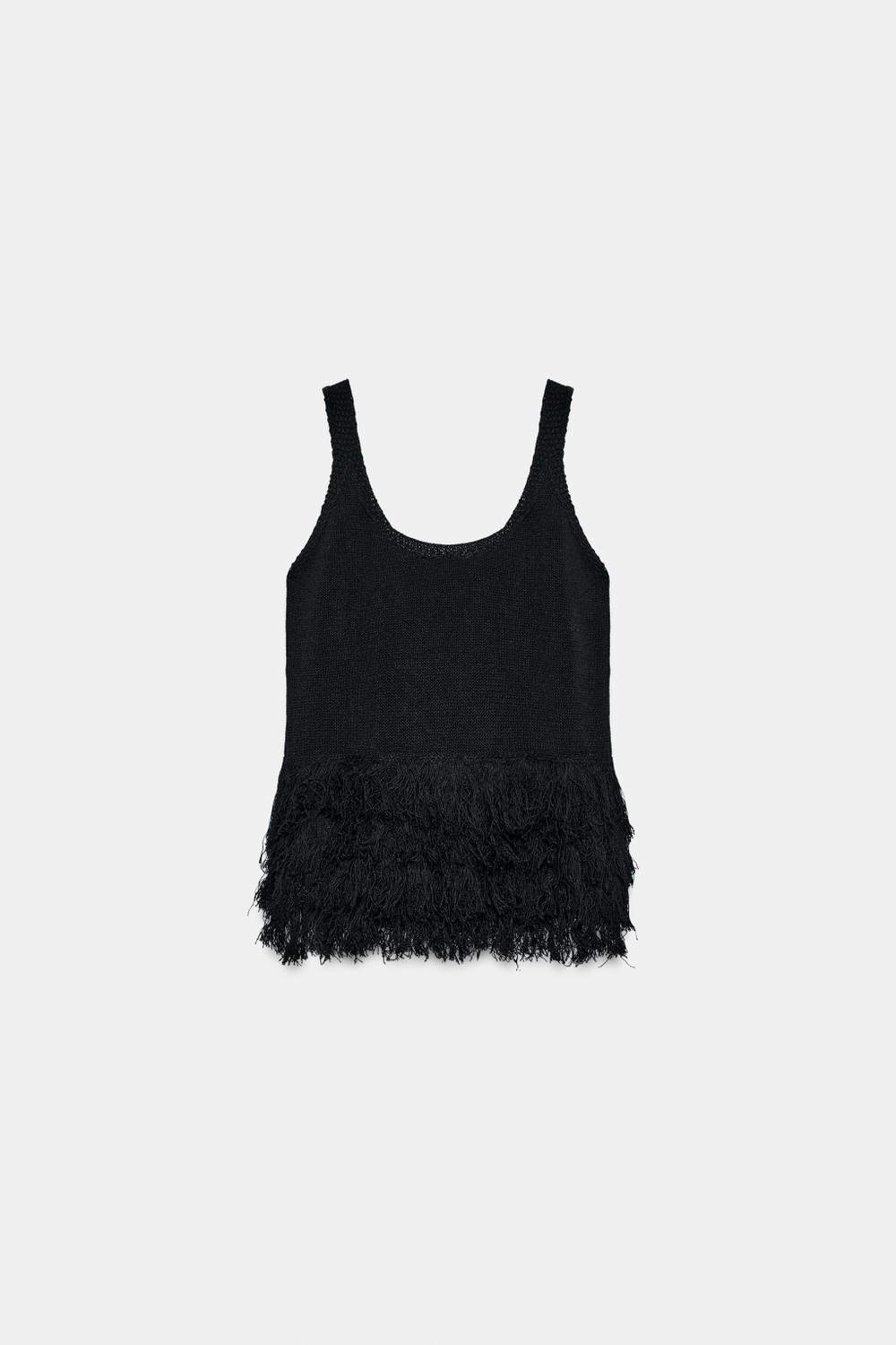 ТРИКОТАЖНЫЙ ТОП С БАХРОМОЙ — ZARA
