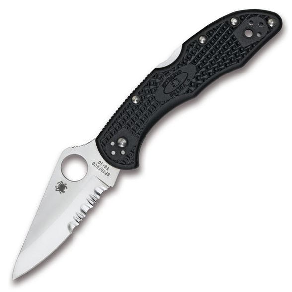 Цена наСкладной нож Delica 4 - Spyderco 11PSBK, сталь VG-10 Satin Combo, рукоять термопластик FRN чёрный