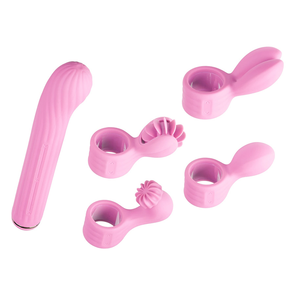 Розовый модульный вибратор-кролик 21,5см со сменными насадками Otouch Magic Stick S1 Plus Modular Rabbit Pink
