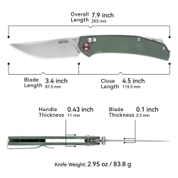 Нож складной SRM 411L-MG Asika Satin (14C28N, Green Micarta)