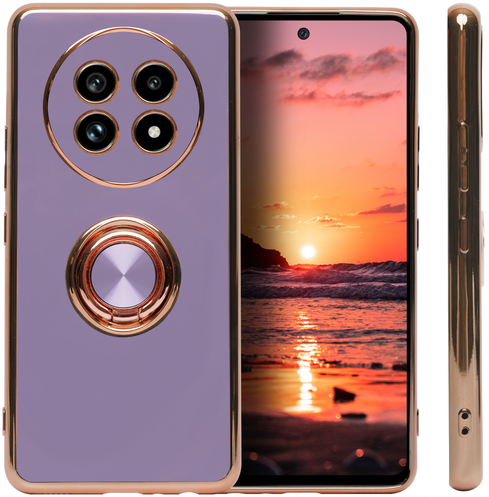 Стильный глянцевый чехол для REALME 13 PRO / 13 PRO PLUS с кольцом-подставкой и бархатной подкладкой