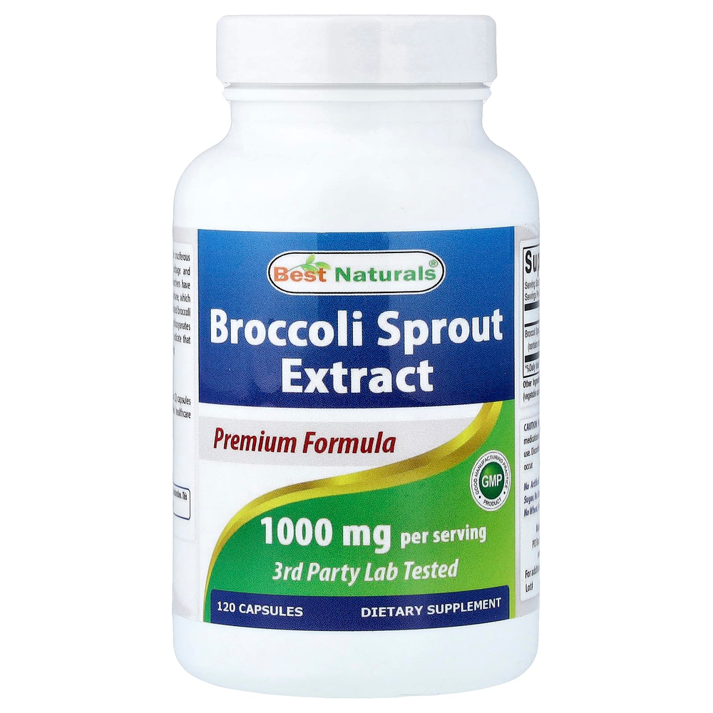 Best Naturals, экстракт ростков брокколи, 120 капсул (500 мг в 1 капсуле)