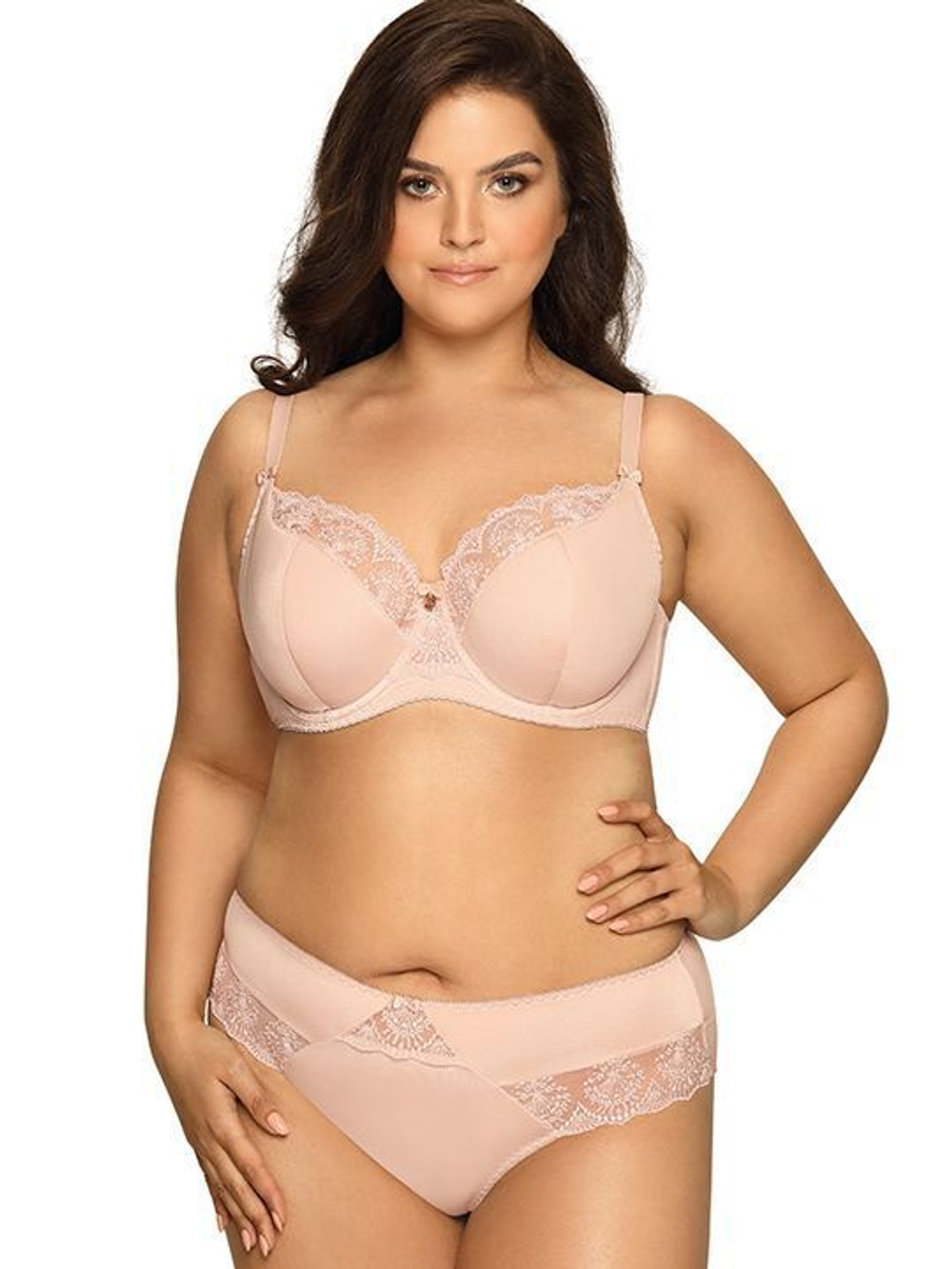 Бюстгальтер Freesia с сшивными чашками plus size и кружевом (Размер: 85I) (Цвет: черный)