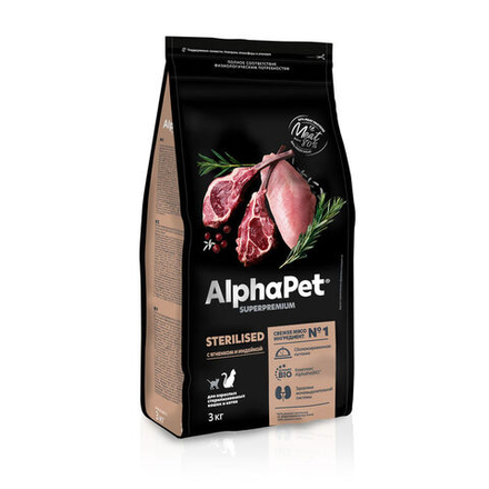 ALPHA PET SUPERPREMIUM Сухой корм для стерилизованых кошек с ягнёнком и индейкой 0,4 кг