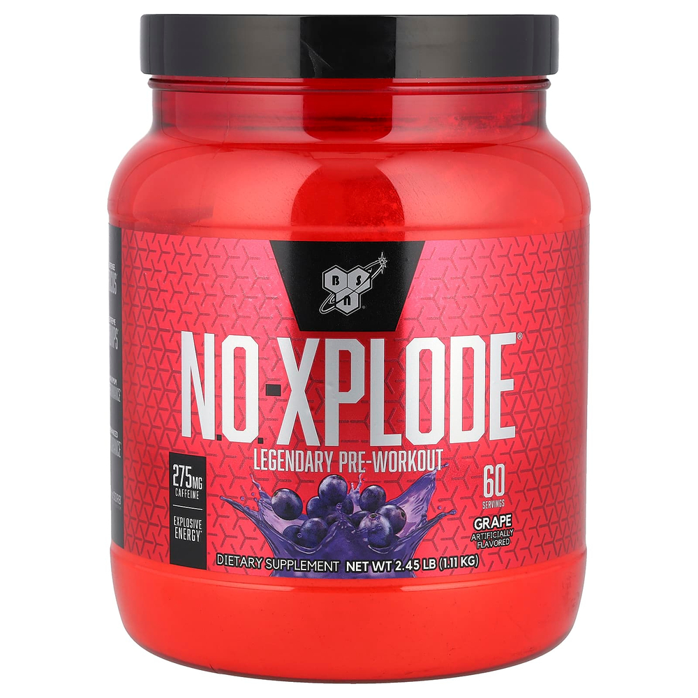 BSN, NO-XPLODE®, Legendary Pre-Workout, предтренировочный комплекс, со вкусом винограда, 1,11 кг (2,45 фунта)