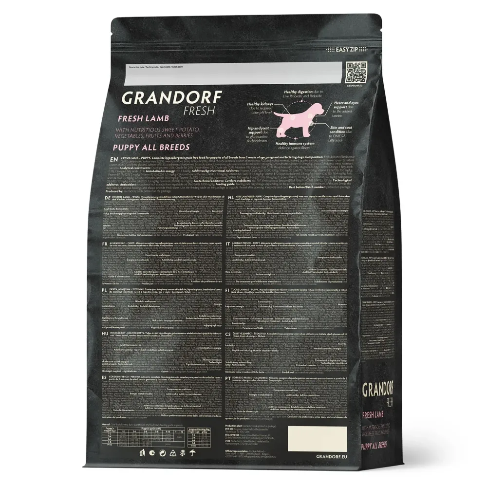 Сухой корм GRANDORF Fresh Dog PUPPY Lamb&Sweet Potato для щенков из свежего мяса ягненка с бататом