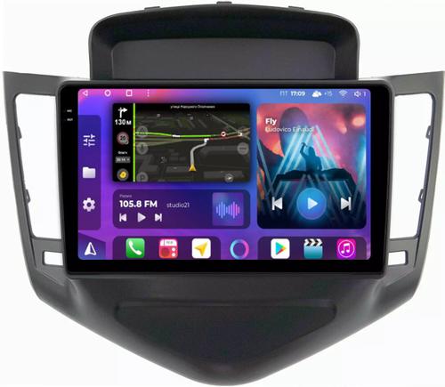 Магнитола для Chevrolet Cruze 1 2009-2012 (рамка черная) - FarCar BM045M-2K монитор 9.5" 2K QLED на Android 14, Быстрая, CarPlay, 4G SIM-слот