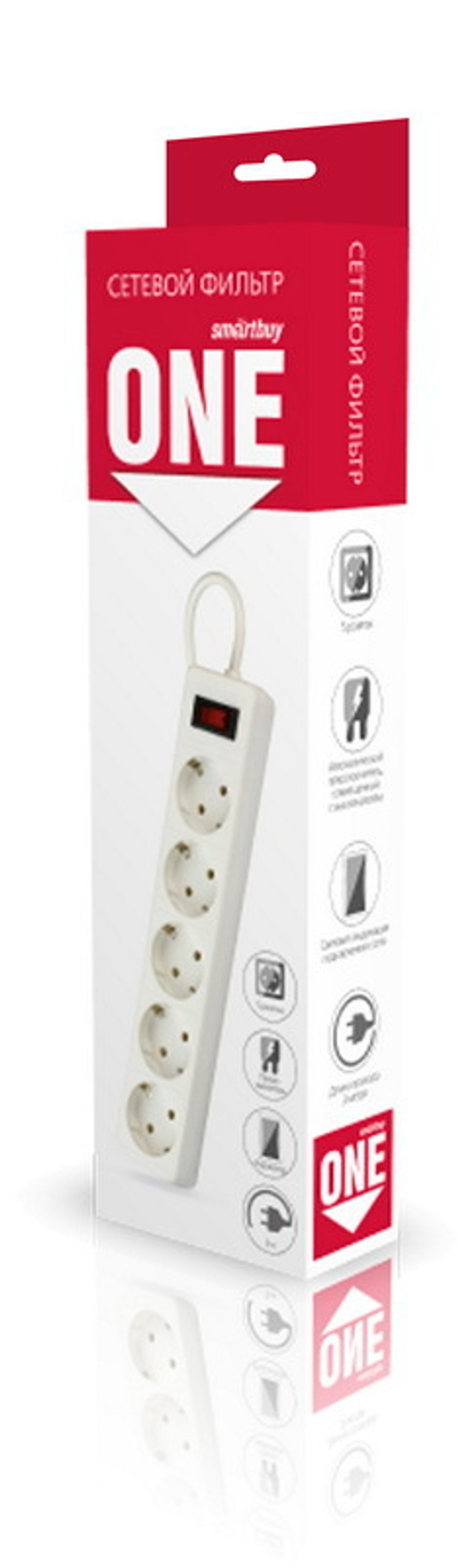 Фильтр сетевой Smartbuy 1.8 м White 5розеток