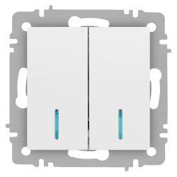 Выключатель Intro Accent 6-105-01 двойной с подсветкой, 10А-250В, IP20, СУ, AL/CU, белый | Intro