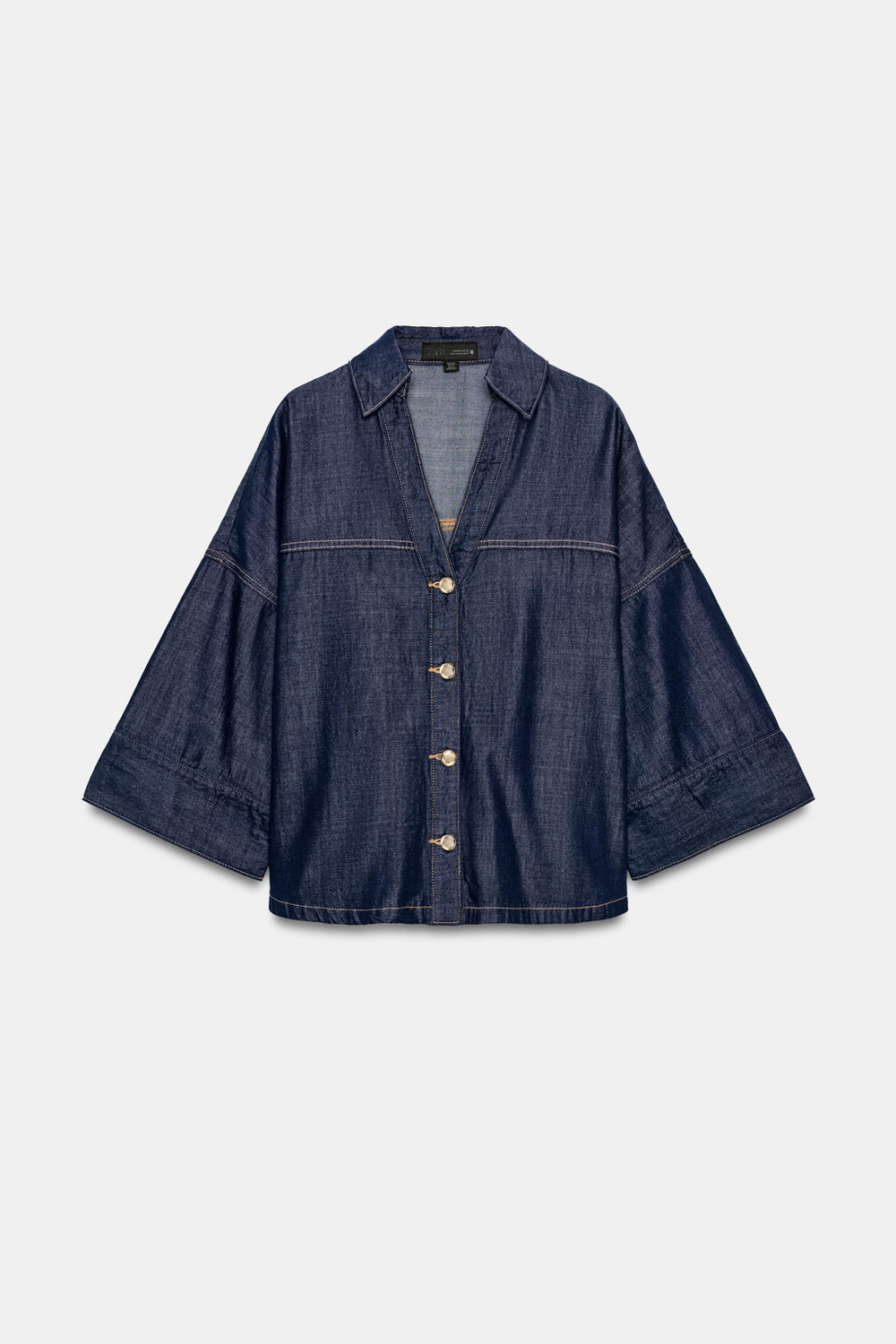 ДЖИНСОВАЯ РУБАШКА Z1975 С ШИРОКИМИ РУКАВАМИ — ZARA