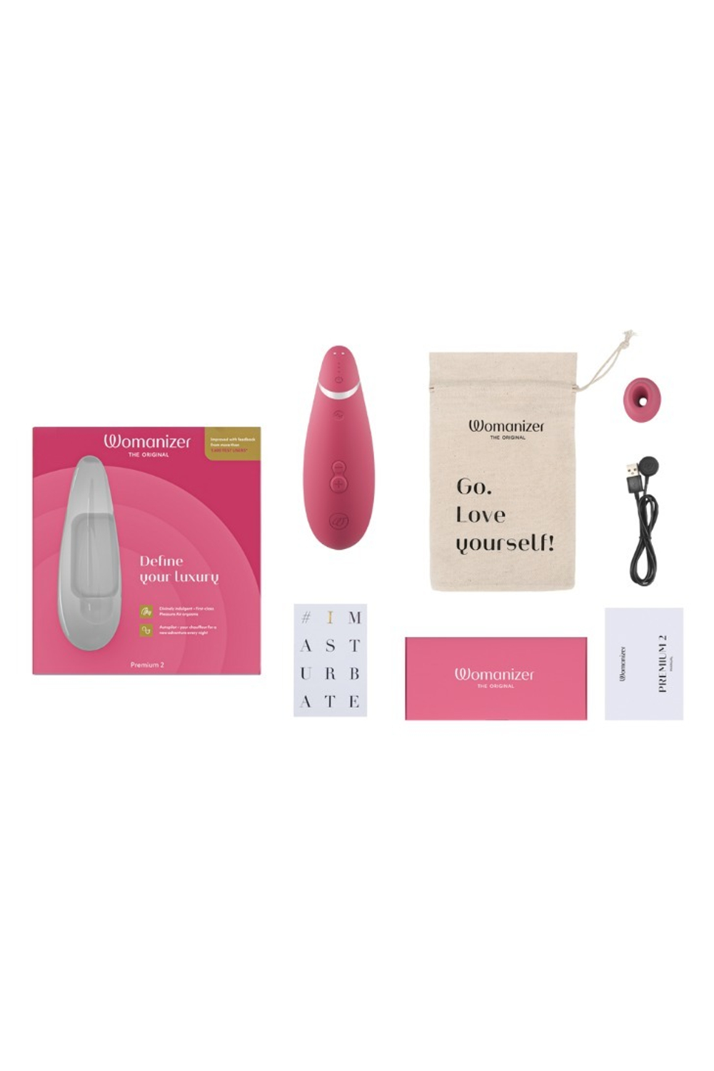 Womanizer Premium 2 - Бесконтактный клиторальный стимулятор, розовый