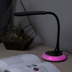 Настольный светильник ЭРА NLED-481-10W-BK светодиодный с RGB ночником черный | Светодиодные настольные лампы