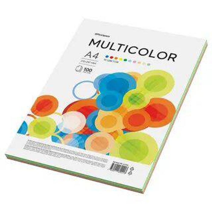 Бумага цветная OfficeSpace А4 Multicolor 80гр 100л ассорти 10цв. MC_62241