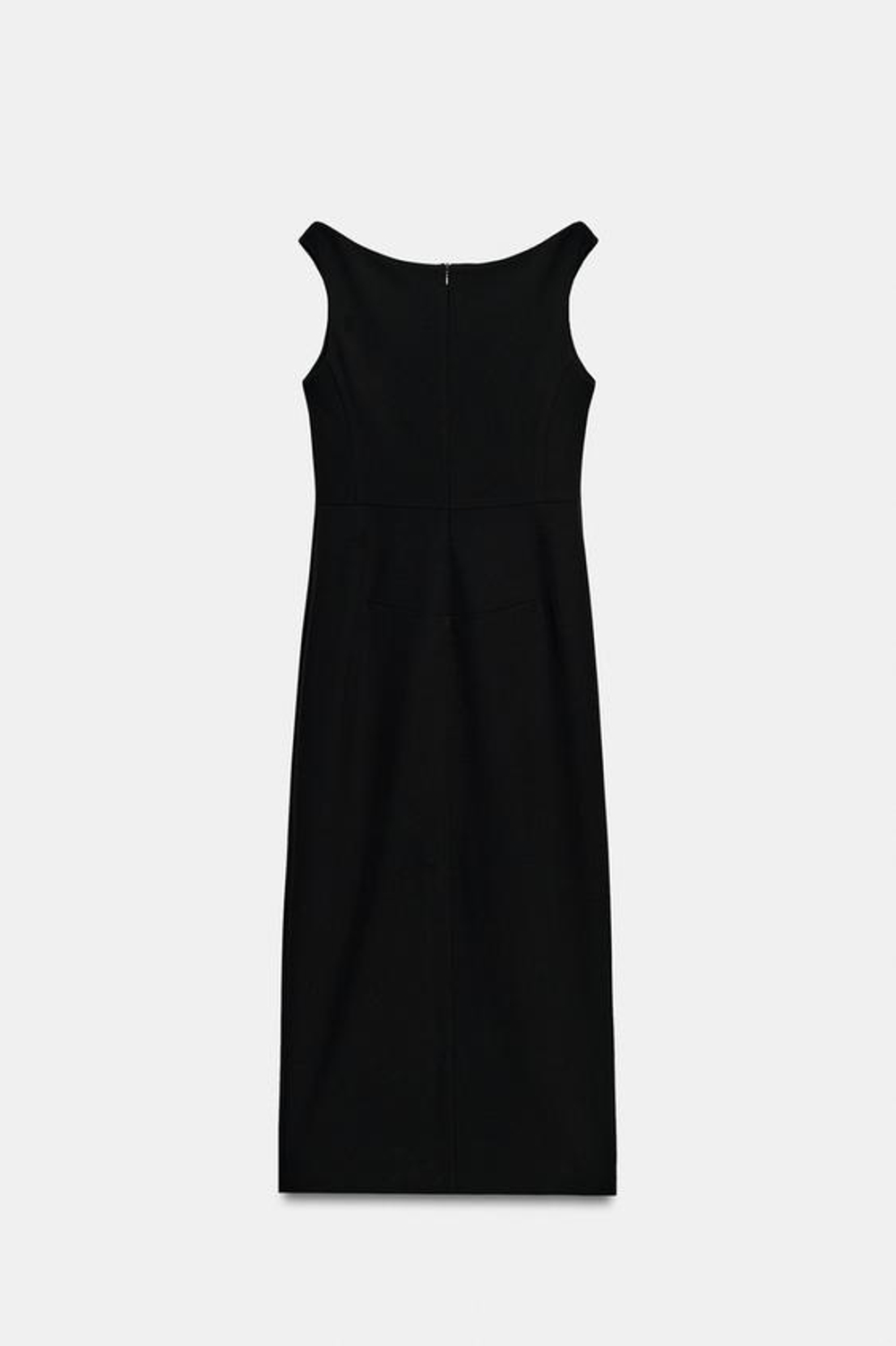 ZARA ПЛАТЬЕ МИДИ С ВЫРЕЗОМ ЛОДОЧКА, ЧЕРНЫЙ