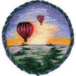Набор для вышивания нитками Panna, Живая картина, Брошь. Воздушные шары, 5,5х5,5 см