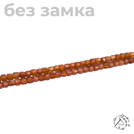 Нить бусин куб с огранкой 3 мм Гранат (спессартин)