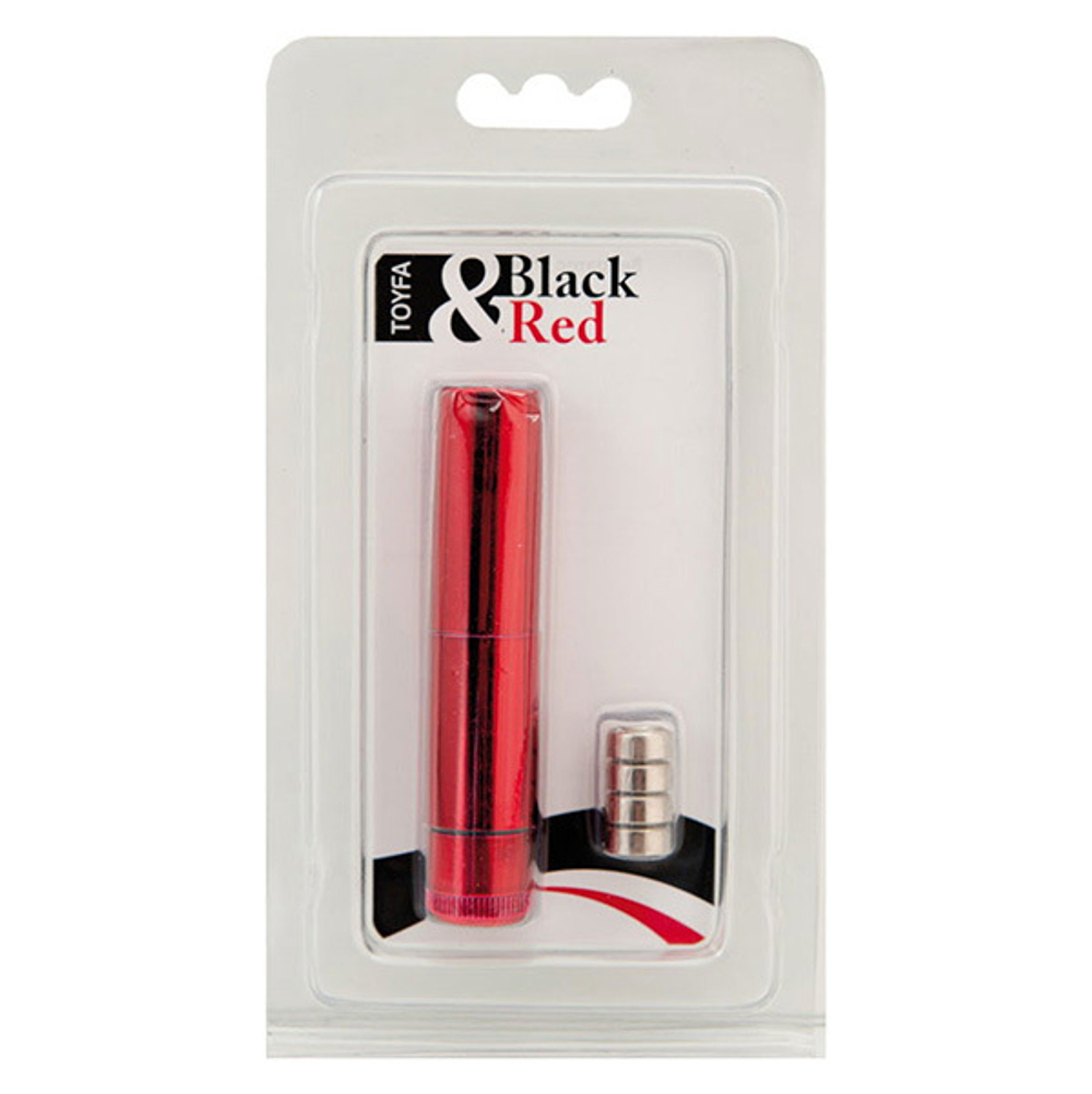 Красный вибратор 9см в виде помады ToyFa Black&Red 905011-9