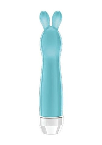 Бирюзовый вибратор с ушками Lena - 17,2 см. (Цвет: бирюзовый)
