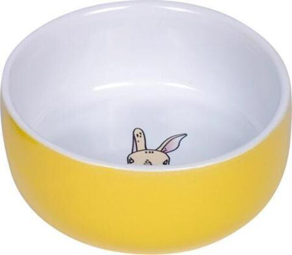 NOBBY Миска для грызунов RABBIT, керамика, белая/желтая, 200 мл