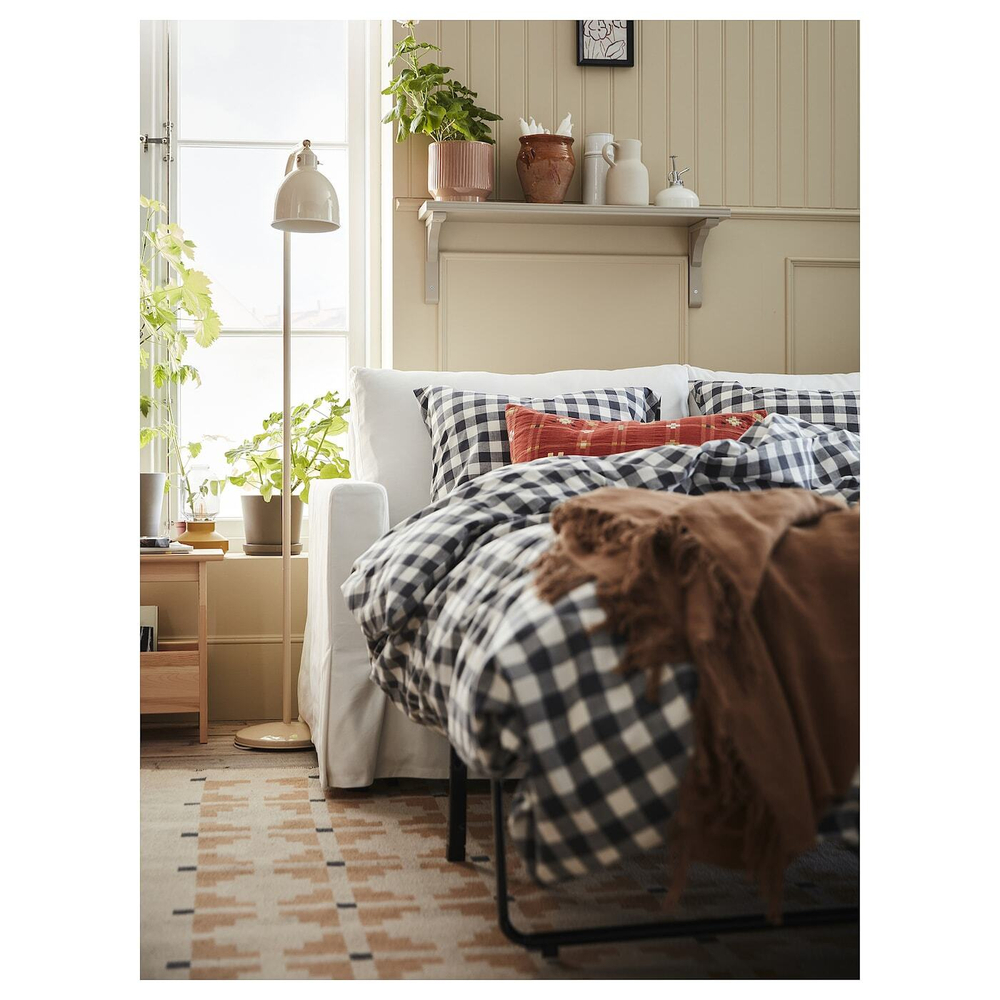 IKEA EKTANDVINGE  (ИКЕА ЕКТАНДВИНГЕ)  -  Пододеяльник и 2 наволочки, антрацитово-белый/чешуйчатый, 200x200/50x60 см
