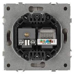 Розетка ЭРА Galaxy 15-3110-07 комбинированная RJ45+TV IP20 титан | Эра Galaxy