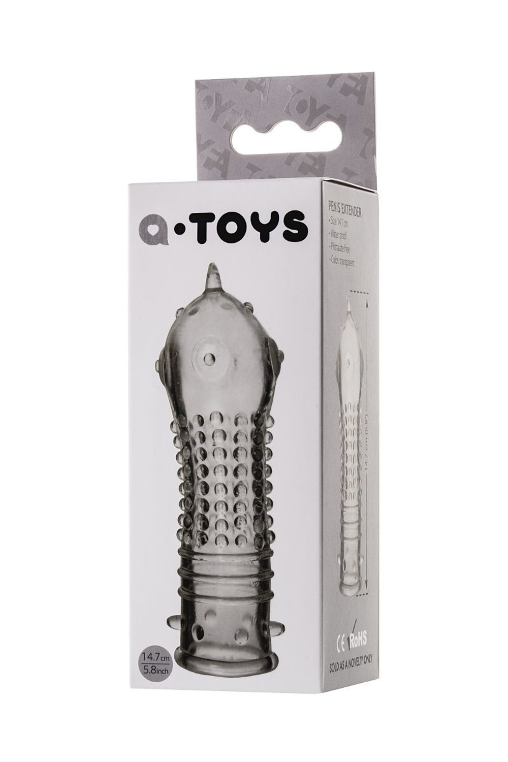 Прозрачная закрытая насадка на пенис TOYFA A-Toys - 14,7 см. (Цвет: прозрачный)