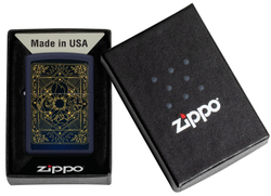 Зажигалка Zippo Elements Design с покрытием Navy Matte, латунь/сталь, синяя, матовая, 38x13x57 мм