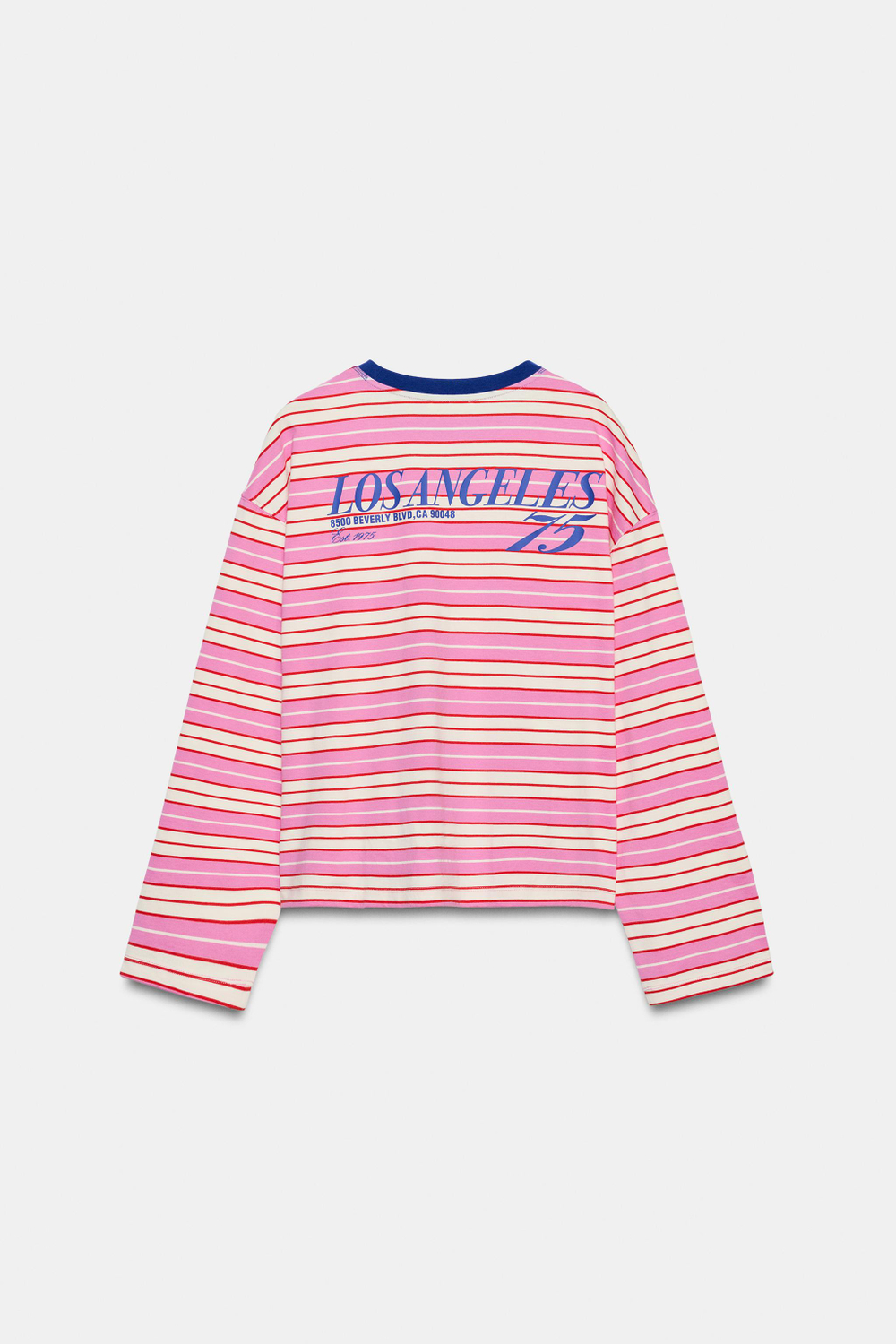 ZARA ФУТБОЛКА В ПОЛОСКУ С НАДПИСЬЮ, РОЗОВЫЙ/БЕЛЫЙ