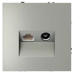 Розетка телевизионная TV+RJ45 Cat 6 Voltum S70 Сталь VLS060705