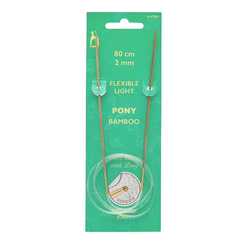 Спицы круговые Pony Bamboo ⌀2.0 мм, 80 см, бамбук, 67301
