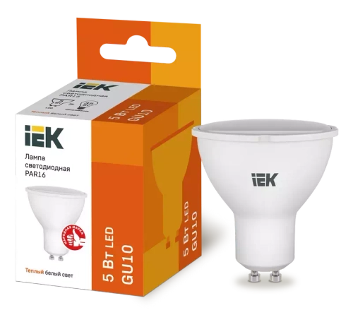 Лампа светодиодная ECO PAR16 софит 5Вт 230В 3000К GU10 IEK LLE-PAR16-5-230-30-GU10