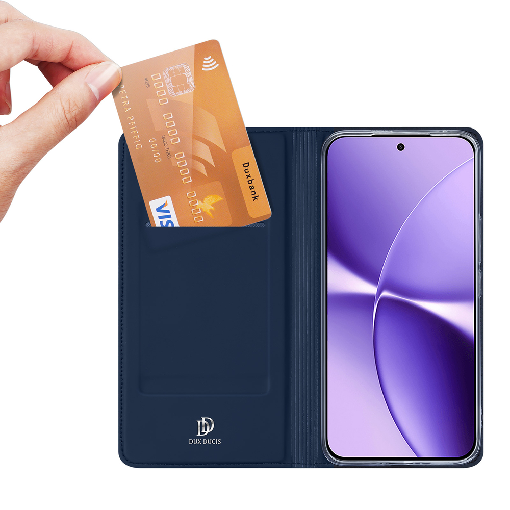 Чехол книжка синего цвета из кожи для Xiaomi Redmi Turbo 5 Max и Poco X8 Pro Max, серия Skin Pro Series от Dux Ducis