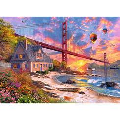 Puzzle "1000" - Sunset at Golden Gate / Wooden Puzzles