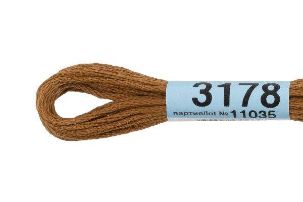 Мулине Gamma 100% хлопок, цв.3178 т.горчичный, 24 мотка по 8 метров