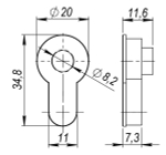 Вставка под шток ET.TANG.UNI (CYLINDER) СP-8 хром