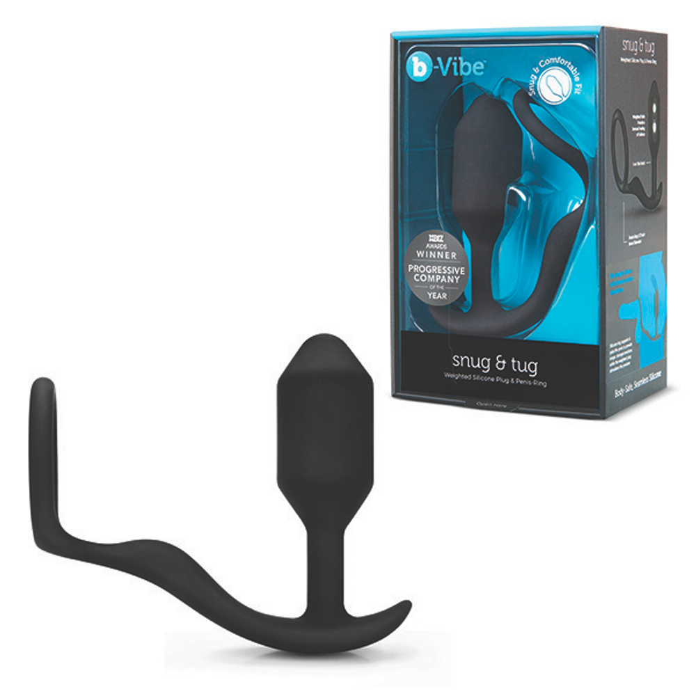 Эрекционное кольцо с анальным плагом B-vibe Snug & Tug BV-018-BLK