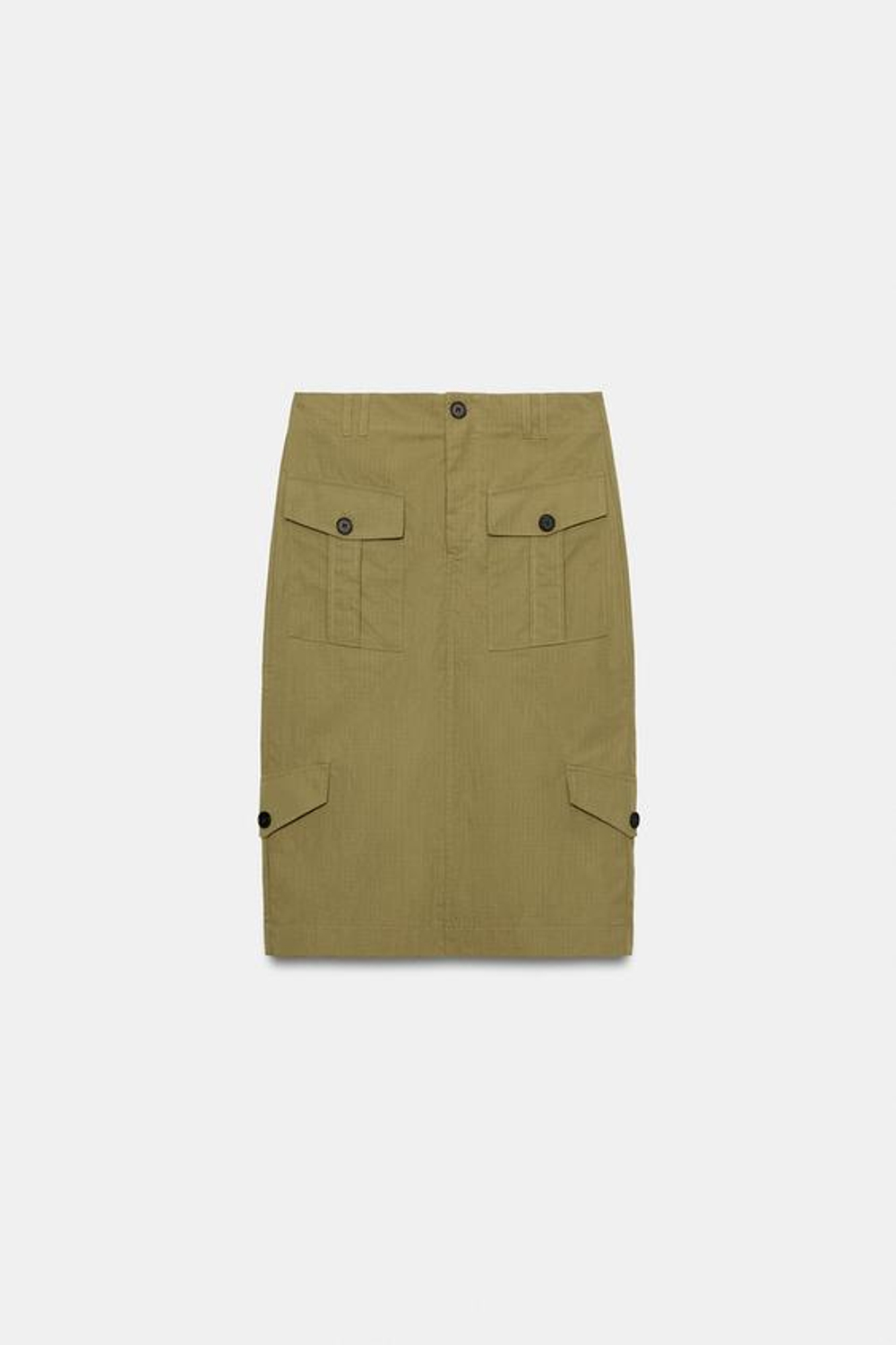 ZARA ЮБКА МИДИ С КАРМАНАМИ, ХАКИ
