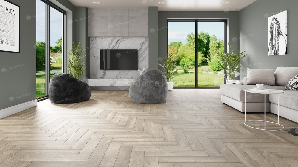 Напольные покрытия Екатеринбург. MAXIPOL: Кварцвиниловая плитка Alpine Floor Parquet LVT ДУБ Отбеленный ECO 16-5